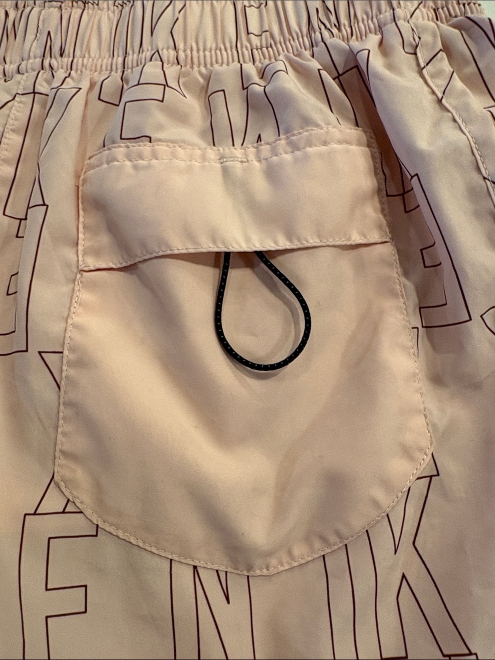 Nike Dri-Fit Running Shorts ~ Small ~ Pink with Burgundy Wordmark Throughout - Picture 8 of 16